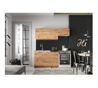 Cuisine complète Mila 5 éléments couleur chêne artisan avec plan de travail inclus - Longueur 120-180 cm