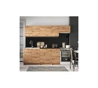 Cuisine complete Mila 7 elements couleur chene artisan avec plan de travail inclus - Longueur 180/240 cm -PEGANE- chêne artisan G