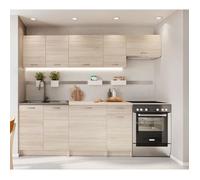 Cuisine complète Mila 7 éléments couleur chêne sonoma avec plan de travail inclus - Longueur 180-240 cm