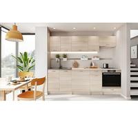 PEGANE Cuisine complète Mila 8 éléments Couleur Sonoma avec Plan de Travail Inclus - Longueur 240 cm
