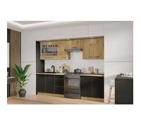 Cuisine complete - MODENA - 260 cm - Chene artisan et noir mat