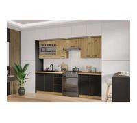 Cuisine complete - MODENA - 260 cm - Chene artisan et noir mat