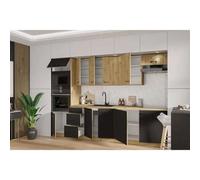 Cuisine complete - MODENA - 300 cm - Chene artisan et noir mat
