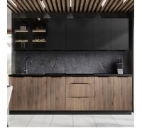 Cuisine complète moderne bois et noir 260cm MAO