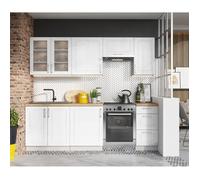 Cuisine complète Nela 7 éléments couleur blanc brillant - Longueur 180-240 cm