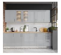 Cuisine complète Nela 8 éléments couleur gris mat - Longueur 260 cm