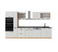 Cuisine complète R-Line, 350cm, PT Anthracite, Blanc campagne/Chêne de force doré, Vicco 53709