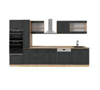Cuisine complète R-Line, 350cm, PT Chêne, Anthracite campagne/Chêne de force doré, Vicco 53648