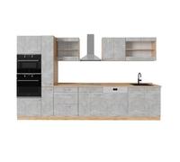 Cuisine complète R-Line, 350cm, PT Chêne, Béton/Chêne de force doré, Vicco 54055
