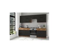 Cuisine complete ROCK 7 éléments Décor chene lancelot et matera L260 P 52 H82 cm