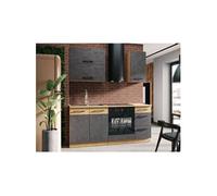 Cuisine complete ROCK L180 cm 5 éléments meuble four Mélaminé décor chene lancelot et