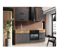 Cuisine complete ROCK L180 cm 5 éléments meuble four Mélaminé décor chene lancelot et