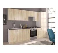 Cuisine Complete Sara - Décor Chene Sonoma - L300 Cm - Plan De Travail Non Inclus