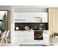 Cuisine complète SERENA 240 cm emplacement four encastrable - blanc brillant