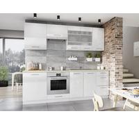 Cuisine complète SOFIA 240 cm emplacement four encastrable - blanc brillant