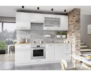 Cuisine complète SOFIA 240 cm emplacement four encastrable - blanc brillant