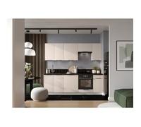 Cuisine complète Sonia 8 éléments couleur beige - Longueur 240 cm