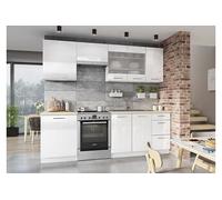 Cuisine complète Vera 7 éléments blanc brillant L 180/240 cm sans plan de travail