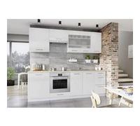 Cuisine complète Vera 8 éléments blanc brillant L 240 cm sans plan de travail
