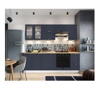 Cuisine complète VICTORIA 240 cm avec meuble pour four encastrable - bleu