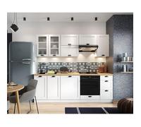 Cuisine complète VICTORIA 240 cm emplacement four encastrable - blanc semi-mat