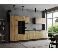 Cuisine Cuisine En L'Air Bloc Vide Gris Mat Artisan Chêne Oliver 340 CM Respekta
