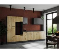 Cuisine Cuisine En L'Air Bloc Vide Gris Mat Artisan Chêne Oliver 340 CM Respekta