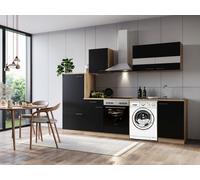 Cuisine Cuisine Équipée Pour Lave-Linge En Bois D'Érable Noir 280 Cm Respekta