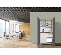 Cuisine Cuisines de Bureau Mini-Cuisine Single Blanc Gris Peter 104 CM