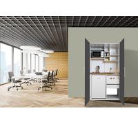 Cuisine Cuisines de Bureau Mini Cuisine Single Blanc Gris Peter 104 CM