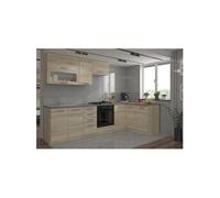 Cuisine d'angle complète LASSEN 240x165cm avec plan de travail - décor chêne Sonoma