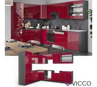 Cuisine d'angle Cuisine intégrée Fame-Line anthracite bordeaux 227x287 cm Vicco