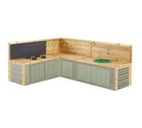 Cuisine d'angle extérieure verte H48cm Beige
