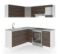 Cuisine d'angle R-Line, 187 x 167 cm, PT Marbre, Gris noble/Blanc, Vicco 26325