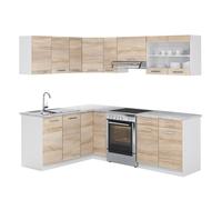 Cuisine d'angle R-Line 227 x 167 cm PT Marbre Sonoma/Blanc Vicco 26328