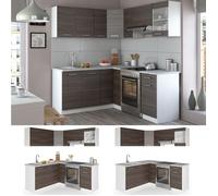 Cuisine d'angle Rick, 190x60cm, PT Marbre, Gris noble/Blanc, Vicco 26325