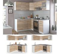 Cuisine d'angle Rick, 190x60cm, PT Marbre, Sonoma/Blanc, Vicco 26324