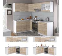 Cuisine d'angle Rick, 230x60cm, PT Marbre, Sonoma/Blanc, Vicco 26328