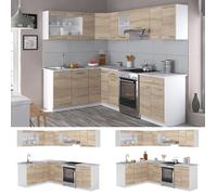 Cuisine d'angle Rick, 250x60cm, PT Marbre, Sonoma/Blanc, Vicco 26329
