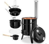 Cuisine de campagne - TECTAKE - 5 en 1 ROCKET 17 litres émaillé avec thermomètre alimentation en air réglable - Noir