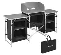 TECTAKE Cuisine d’Extérieur Cuisine de Camping Pliante Meuble de Rangement 1645 cm x 52 cm x 104 cm - Noir