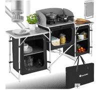 Cuisine de camping - TECTAKE - cuisine extérieure portable, table de cuisine de camping, aluminium, 172 x 52 x 104 cm - noir