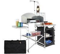 Cuisine De Camping VEVOR Armoire Pliable Avec Pare-Brise 2 Compartiments 146x46x168cm Argent et noir