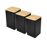 Cuisine de cuisine, 3pcs Black Clandshe Tea Café de café Ensembles sucre à l'épreuve thé et sucre à l'épreuve du thé en bois avec couvercles