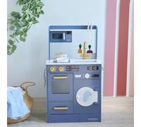 Cuisine de jeu en bois avec mini jardin, 79 cm, Bleu