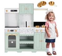 Cuisine de jeu entièrement équipée pour enfants à partir de 3 ans - Design maison avec cuisinière, évier, machine à café et tiroirs, accessoires inclus, matériau en bois et plastique stable