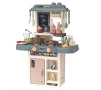 Cuisine de jouets pour enfants, unisexe, comprend 36 accessoires, cuisinière électrique avec simulation de feu, robinet avec pompe à eau, tableau noir et beaucoup plus de jouets + 3 ans (bleu)