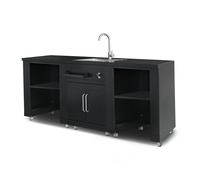 Cuisine d'extérieur 3 éléments avec évier noir - Oviala