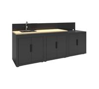 sweeek - Cuisine d'extérieur 3 modules Acier et décor Bois avec évier Noir - Milos