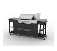 Cuisine d'extérieur avec barbecue - NOIR / ARGENT - 59 x 204 x 112